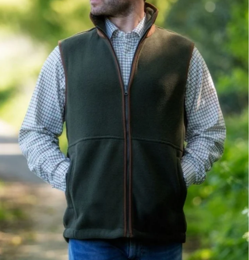 Alain Paine Aylsham Fleece Gilet Green-1